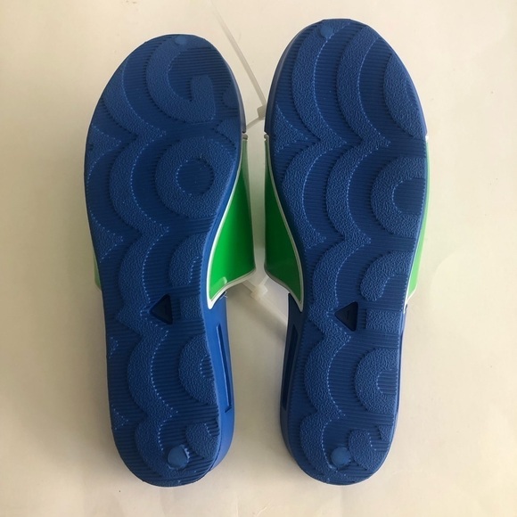 GOATS Kid's Blue/Green The Slide Logo Slide Sandals Size 1 - Picture 7 of 11